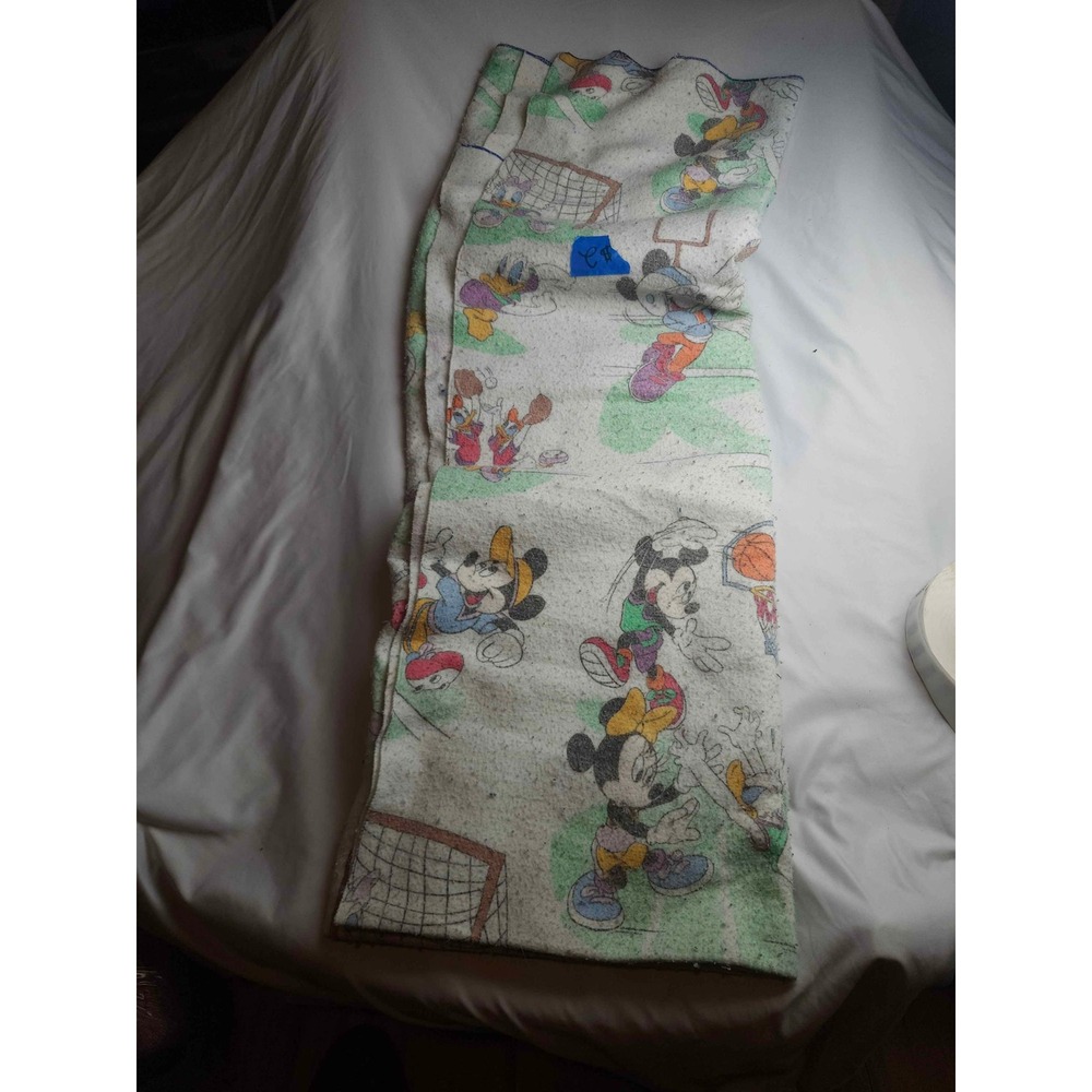 Vintage Disney Mickey Mouse Sports Fleece Fabric Remnant Mickey Minnie
